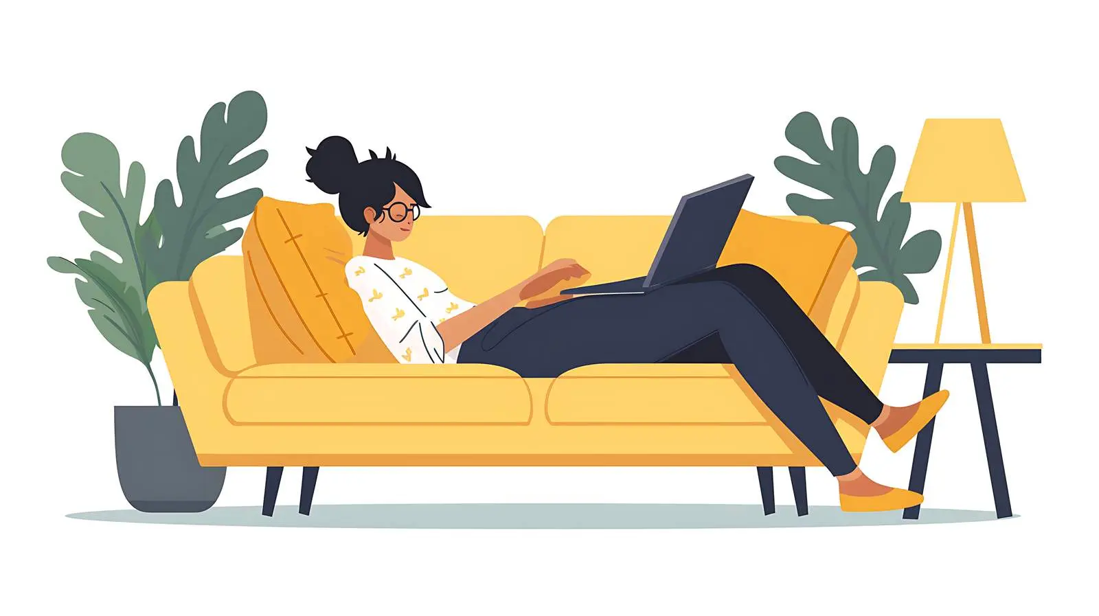 Young Woman Working on Laptop in Relaxed Setting – free typing image from Dotvec