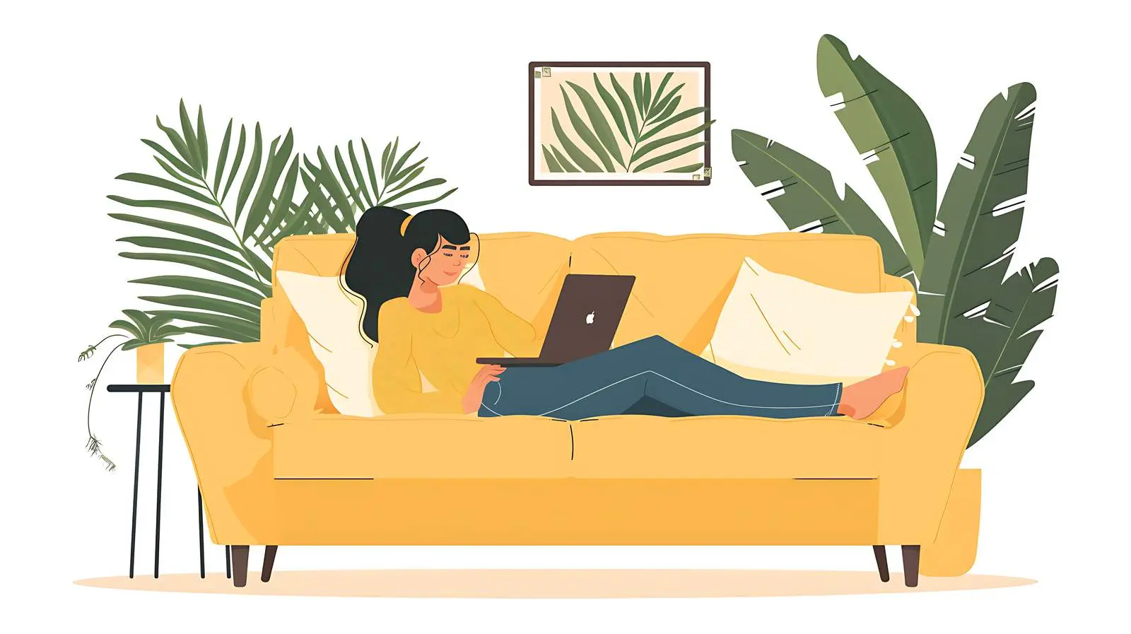 Young Woman Working on Laptop at Home — free download from Dotvec