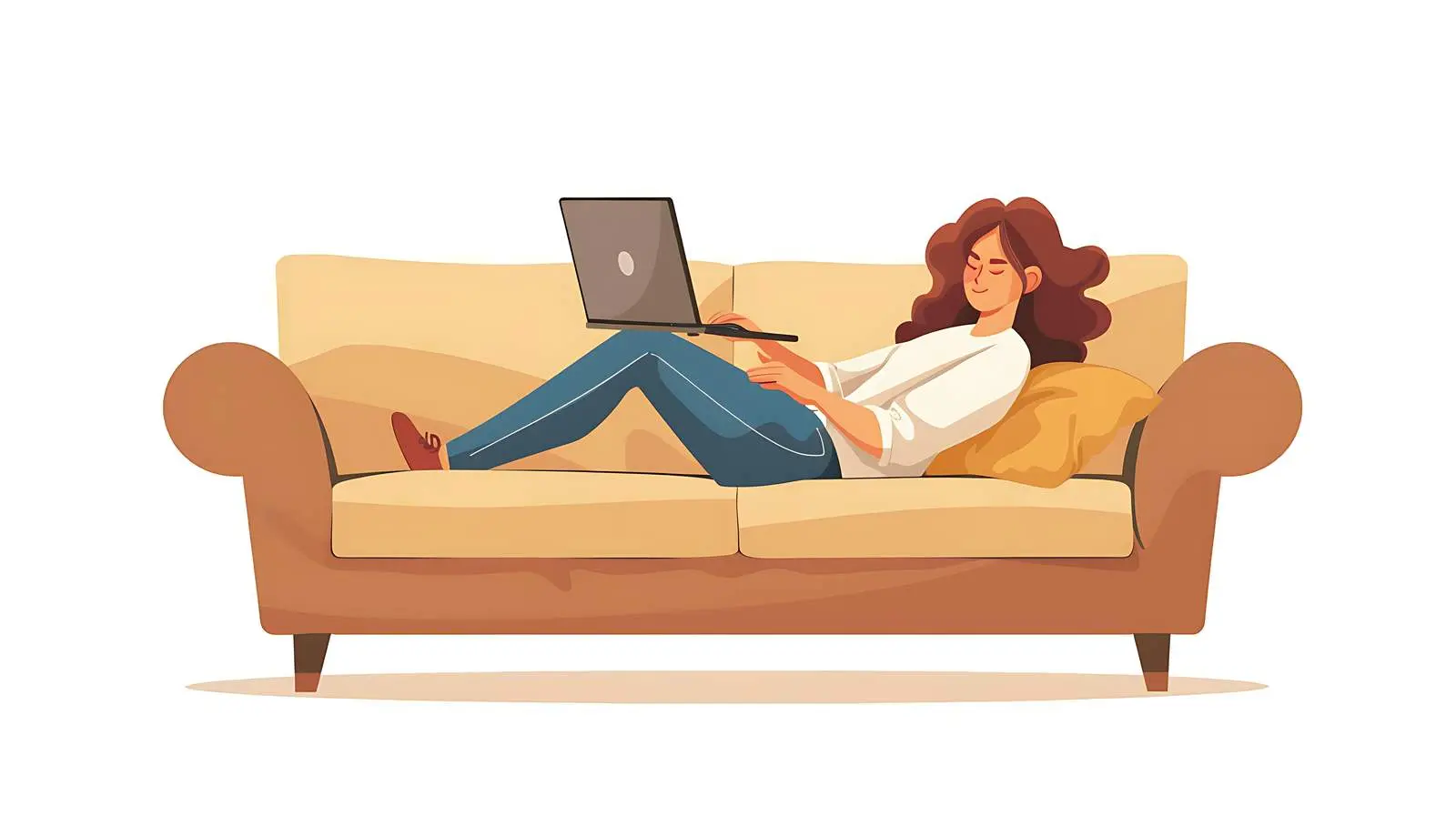 Young Woman Working on Laptop at Home — free download from Dotvec