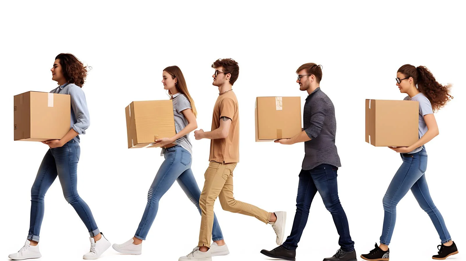 Young Adults Moving Boxes Together — free download from Dotvec