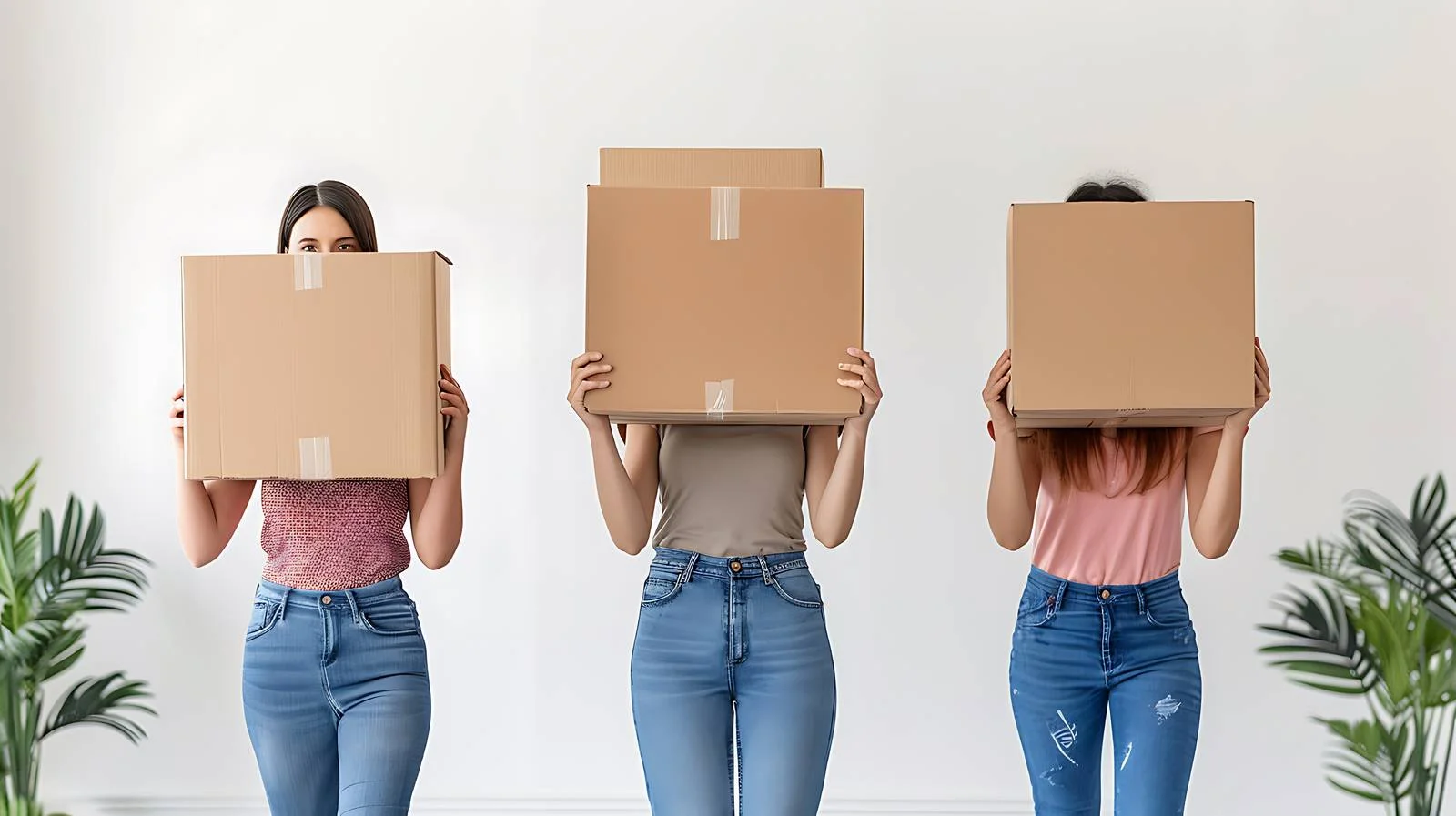 Carrying Cardboard Boxes Teamwork Scene — free download from Dotvec