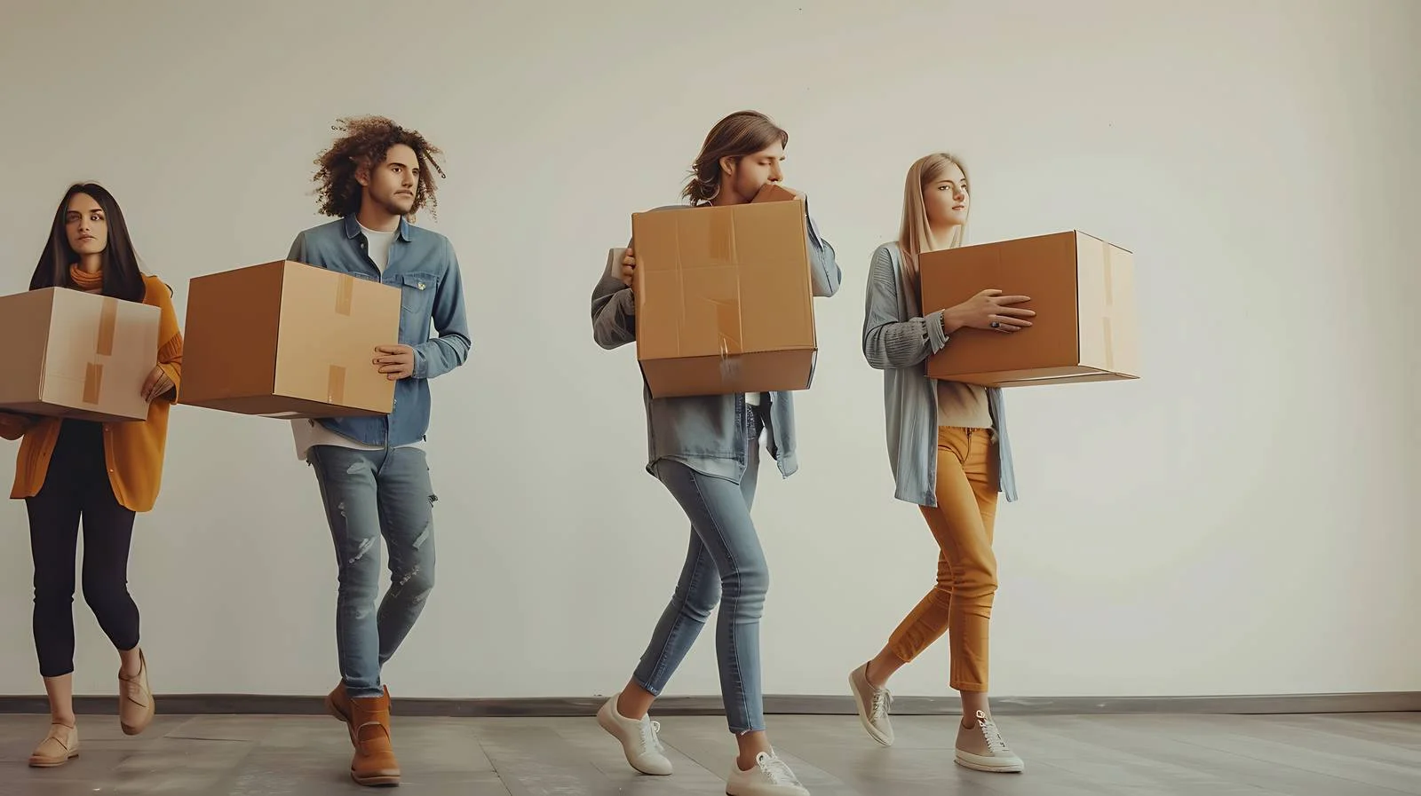 Team Loading Boxes at Warehouse Entrance — free download from Dotvec