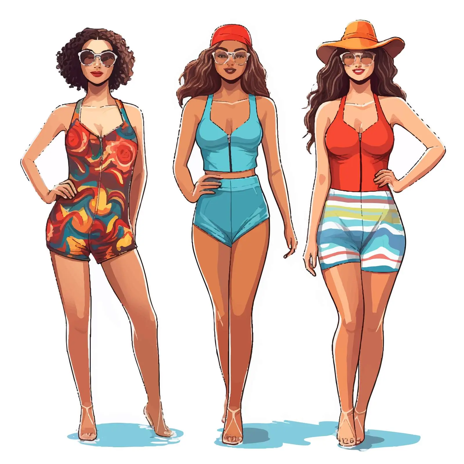 Trendy Young Women in Stylish Swimsuits – free fashion marketing image from Dotvec