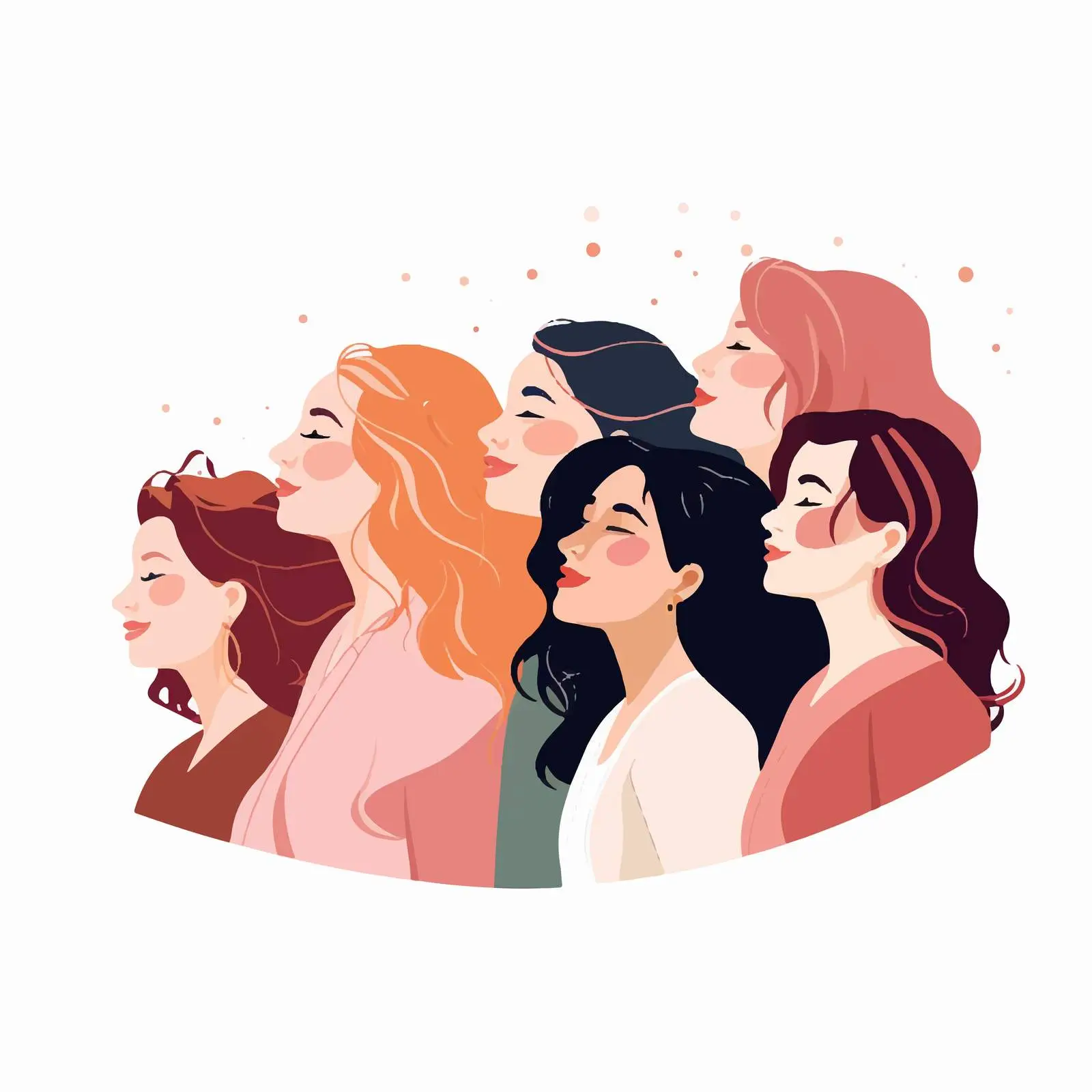 Young Women Looking Ahead Couple Portrait Vectors — free download from Dotvec