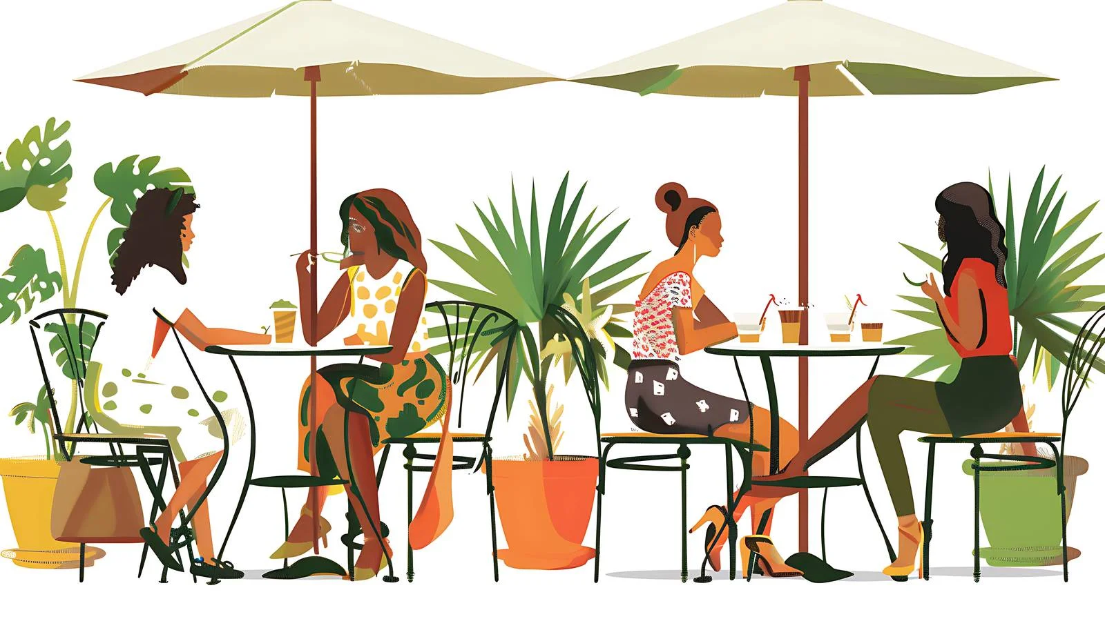 Outdoor Dining Scene with Young Women — free download from Dotvec