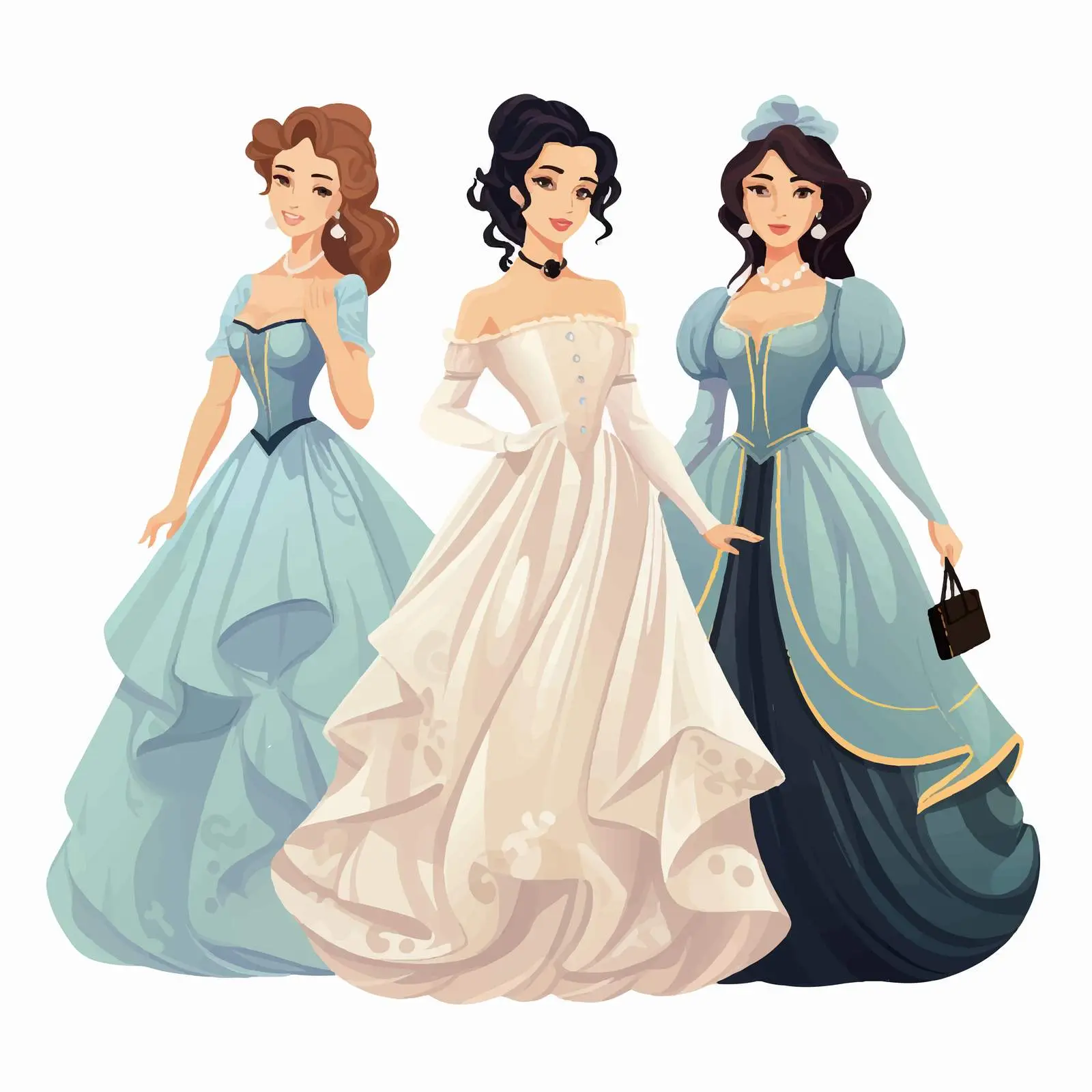 Young Women in 19th Century Retro Dresses — free download from Dotvec