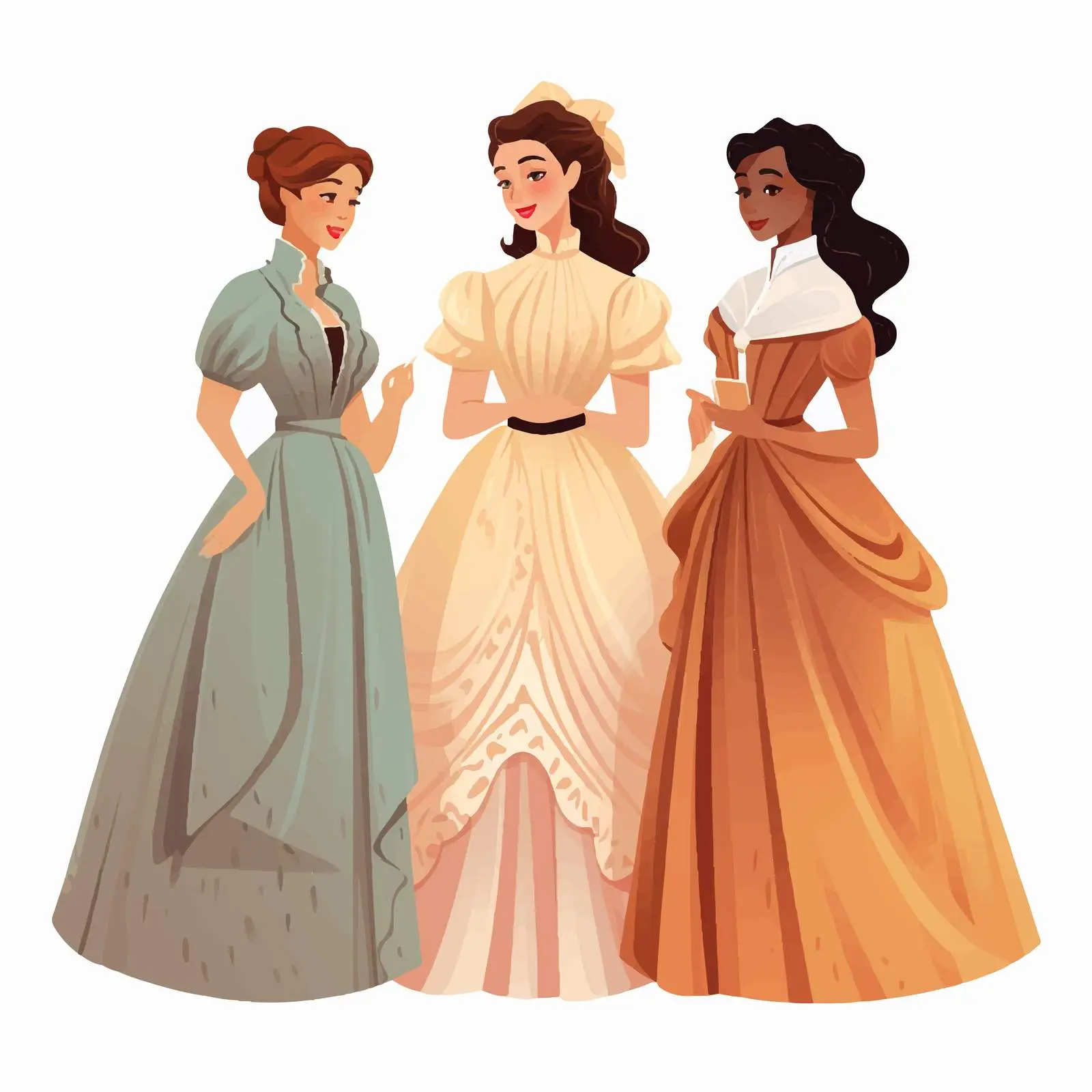 19th Century Style Retro Dresses for Young Women — free download from Dotvec