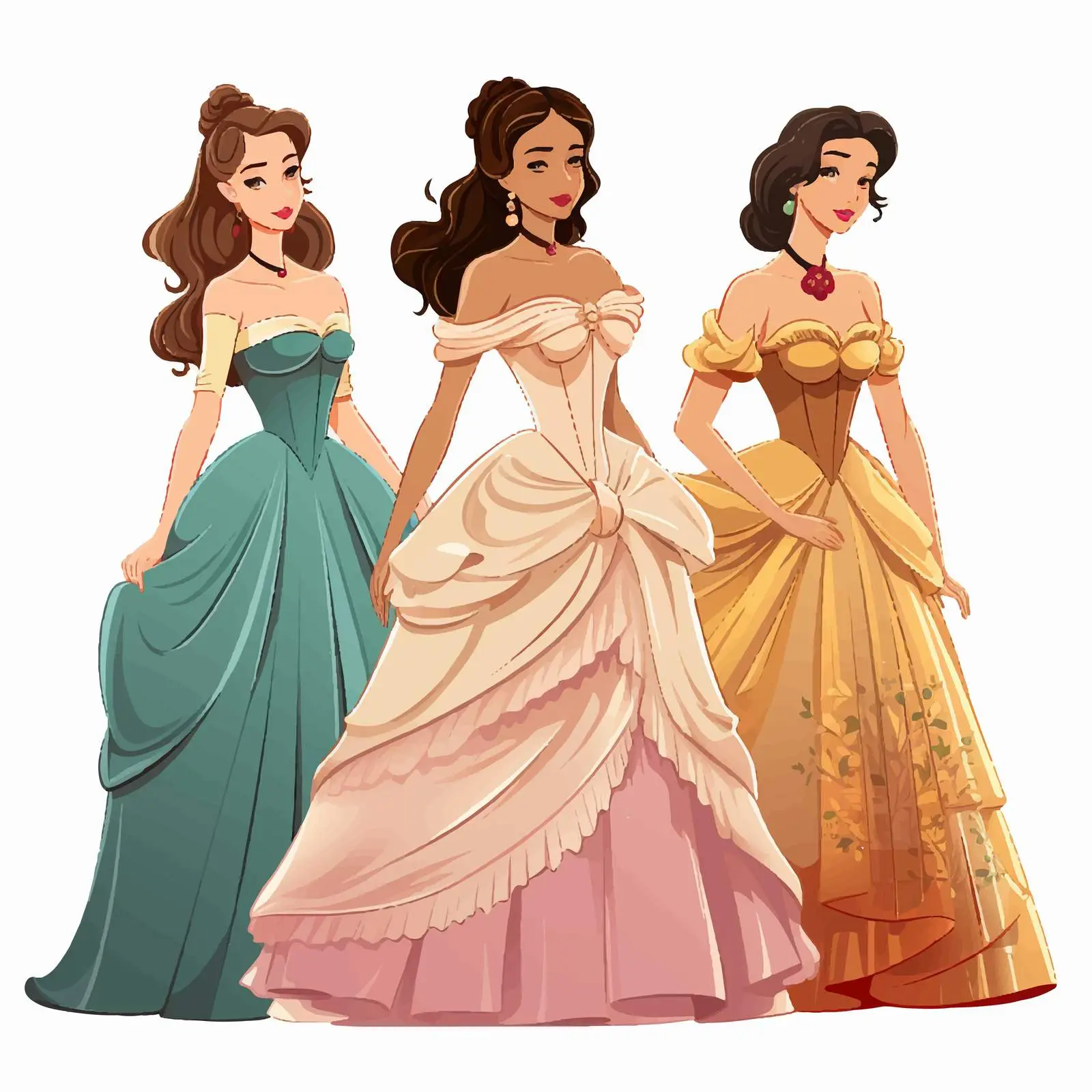 Young Women in 19th Century Retro Dresses — free download from Dotvec