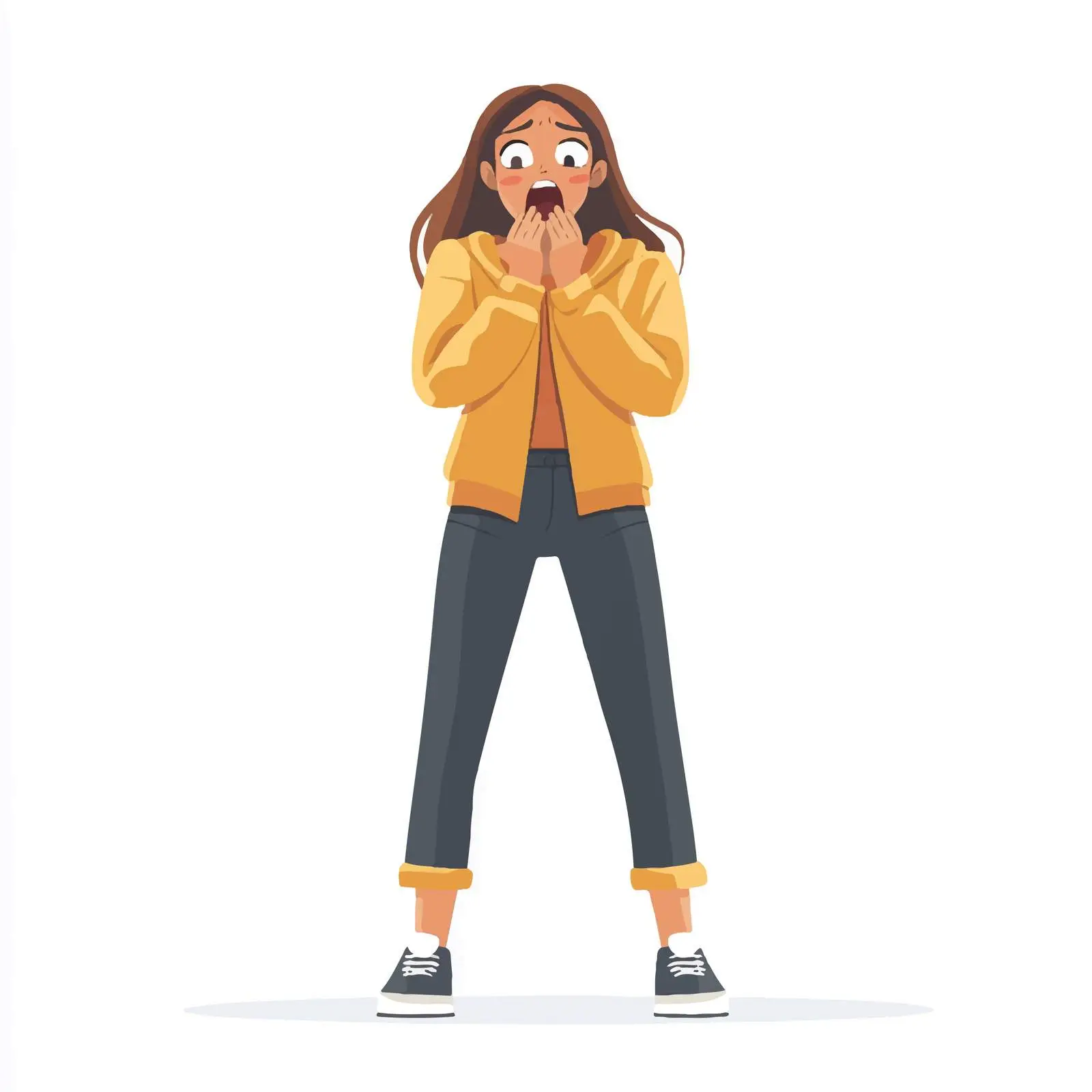 Worried Teen Girl Character Yelling in Vector Art — free download from Dotvec
