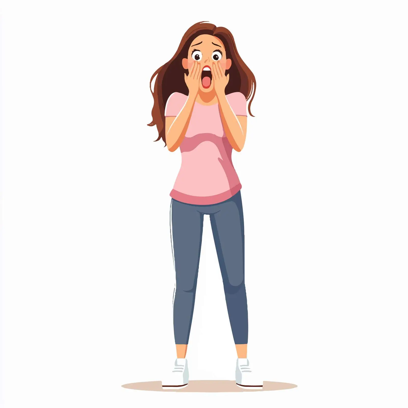 Worried Teenage Woman Yelling Vector Illustration — free download from Dotvec
