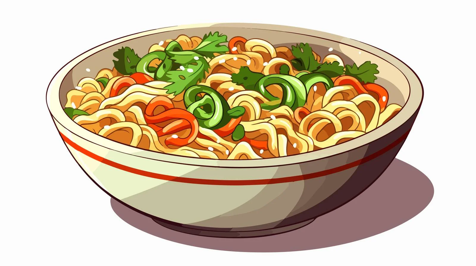 Young Adult Eating Ramen Noodles Cartoon — free download from Dotvec