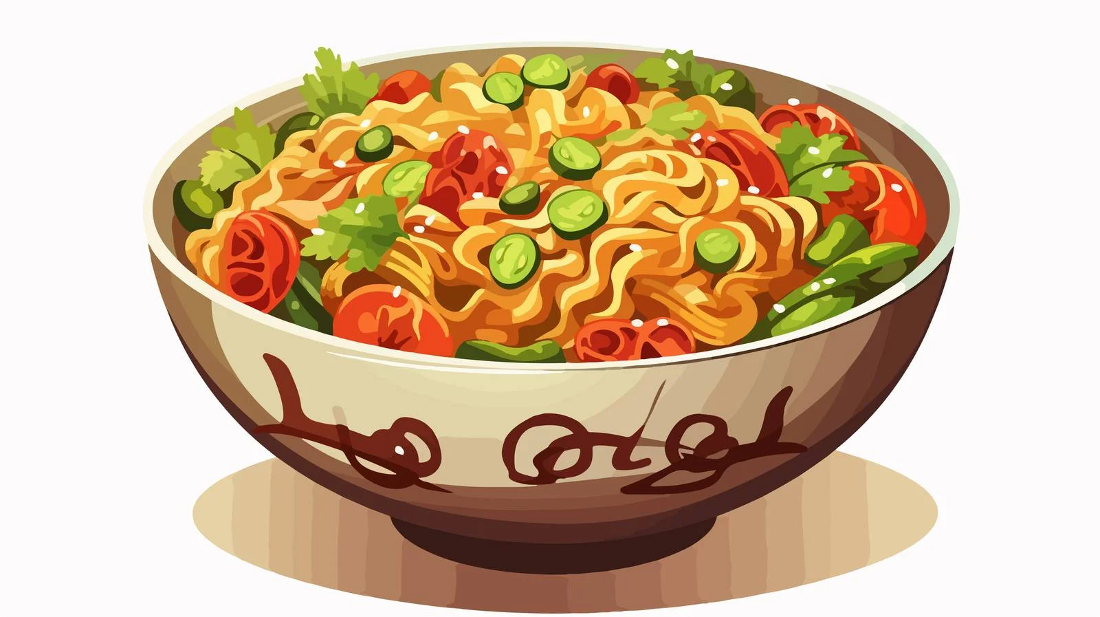 Young Adult Eating Ramen Noodles Cartoon — free download from Dotvec