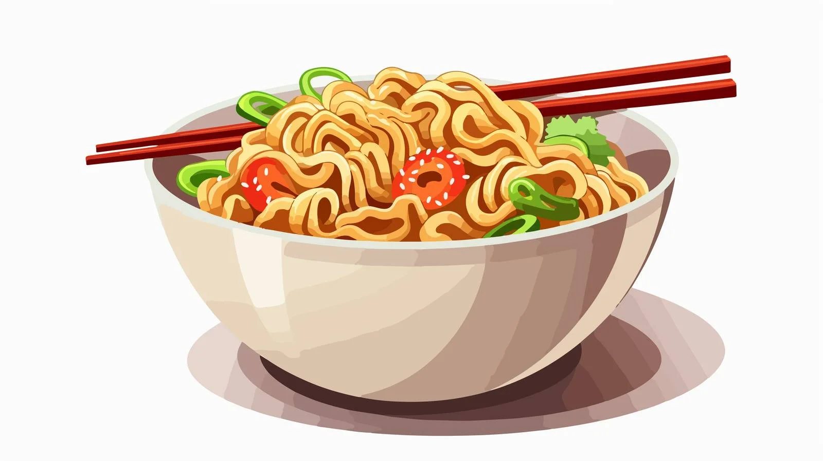 Young Adult Eating Ramen Noodles Cartoon — free download from Dotvec