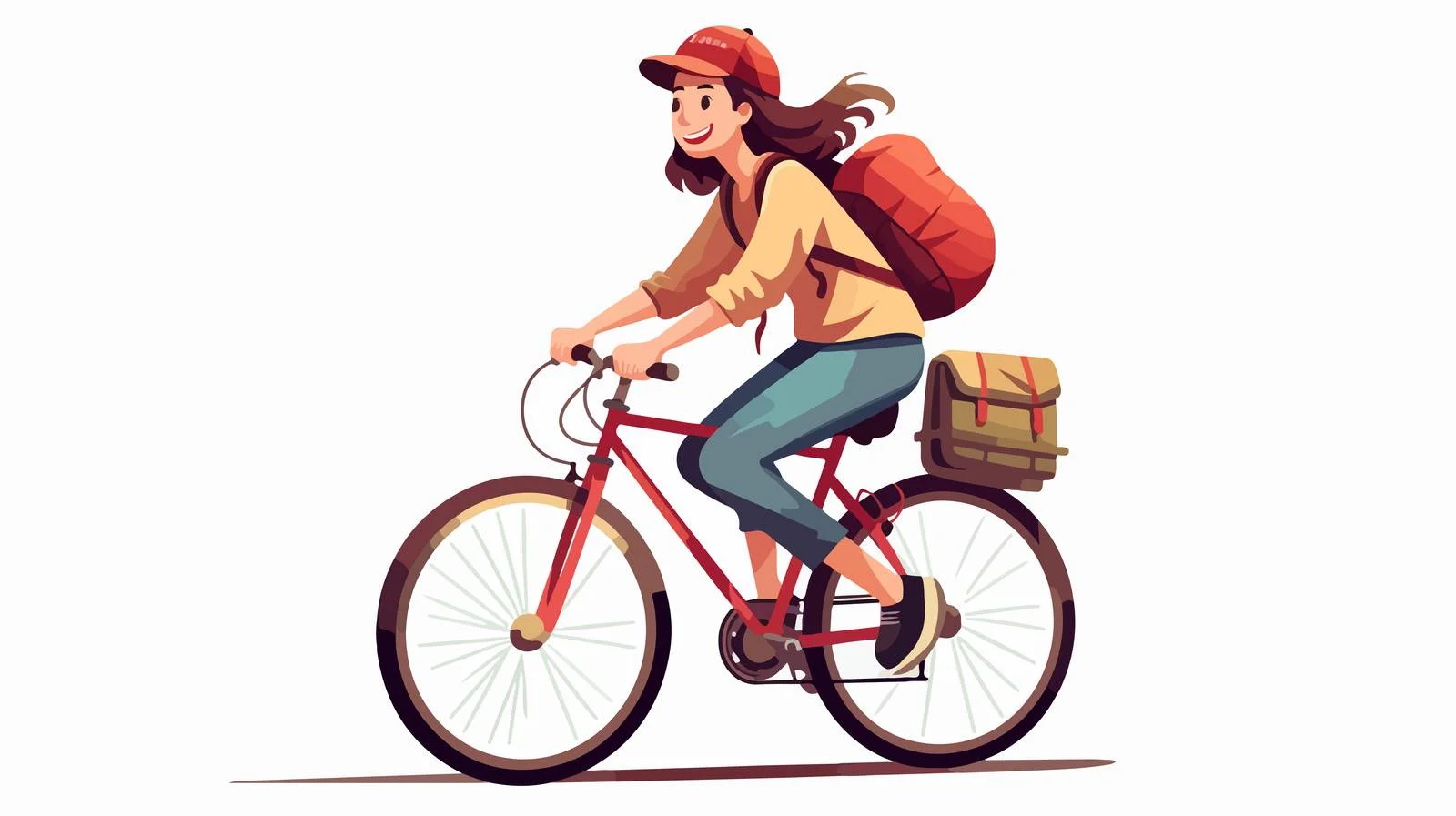Courier Woman Riding Bicycle Happily — free download from Dotvec