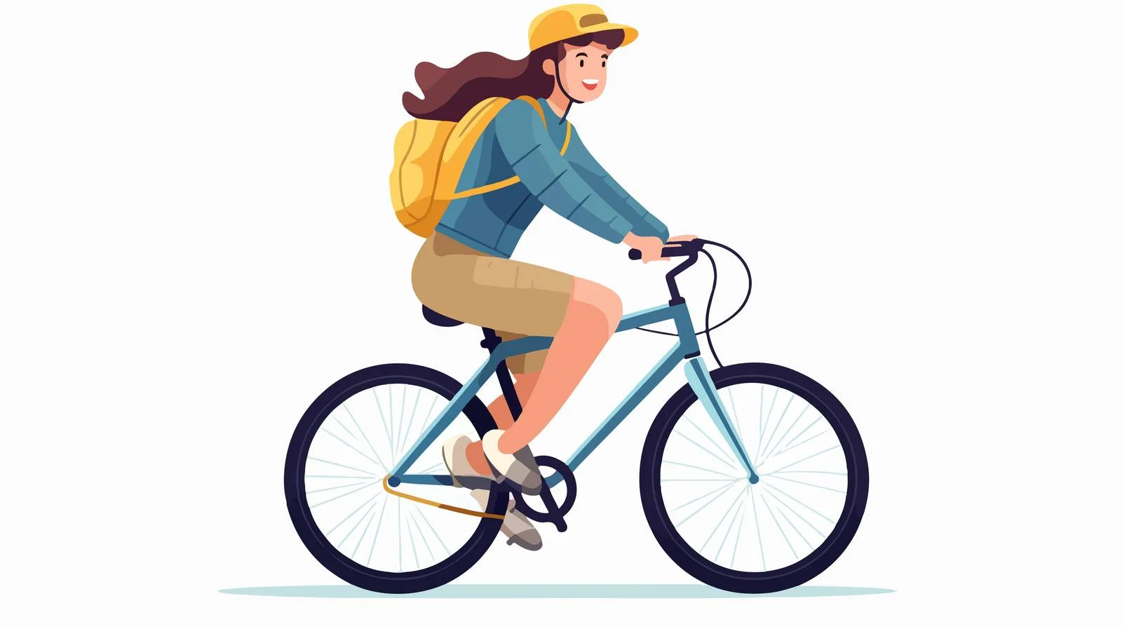 Courier Woman Riding Bicycle with Joy — free download from Dotvec
