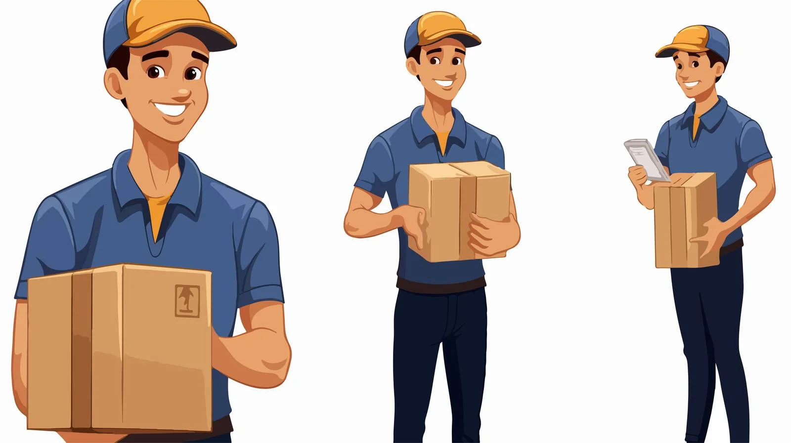 Professional Courier with Package and Clipboard — free download from Dotvec