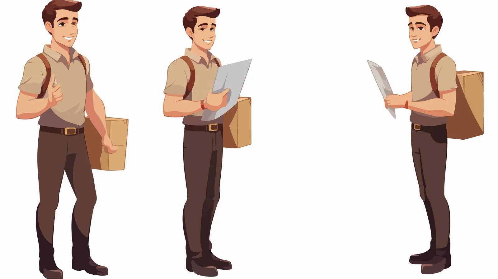 Professional Courier with Package and Clipboard — free download from Dotvec