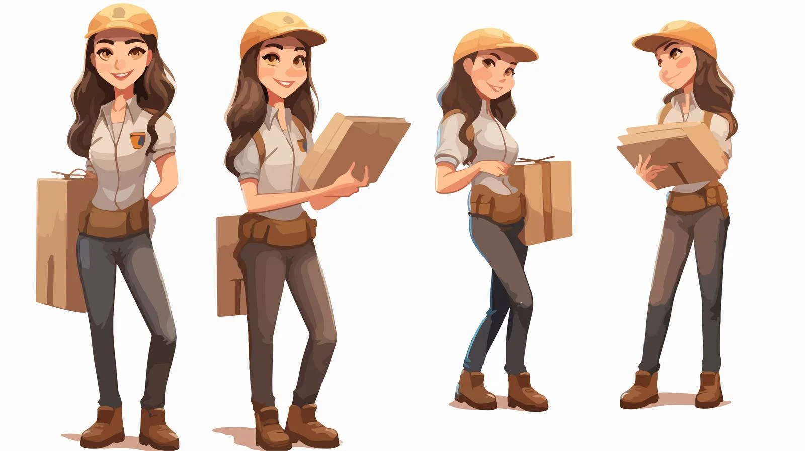 Professional Courier Woman Handling Package — free download from Dotvec