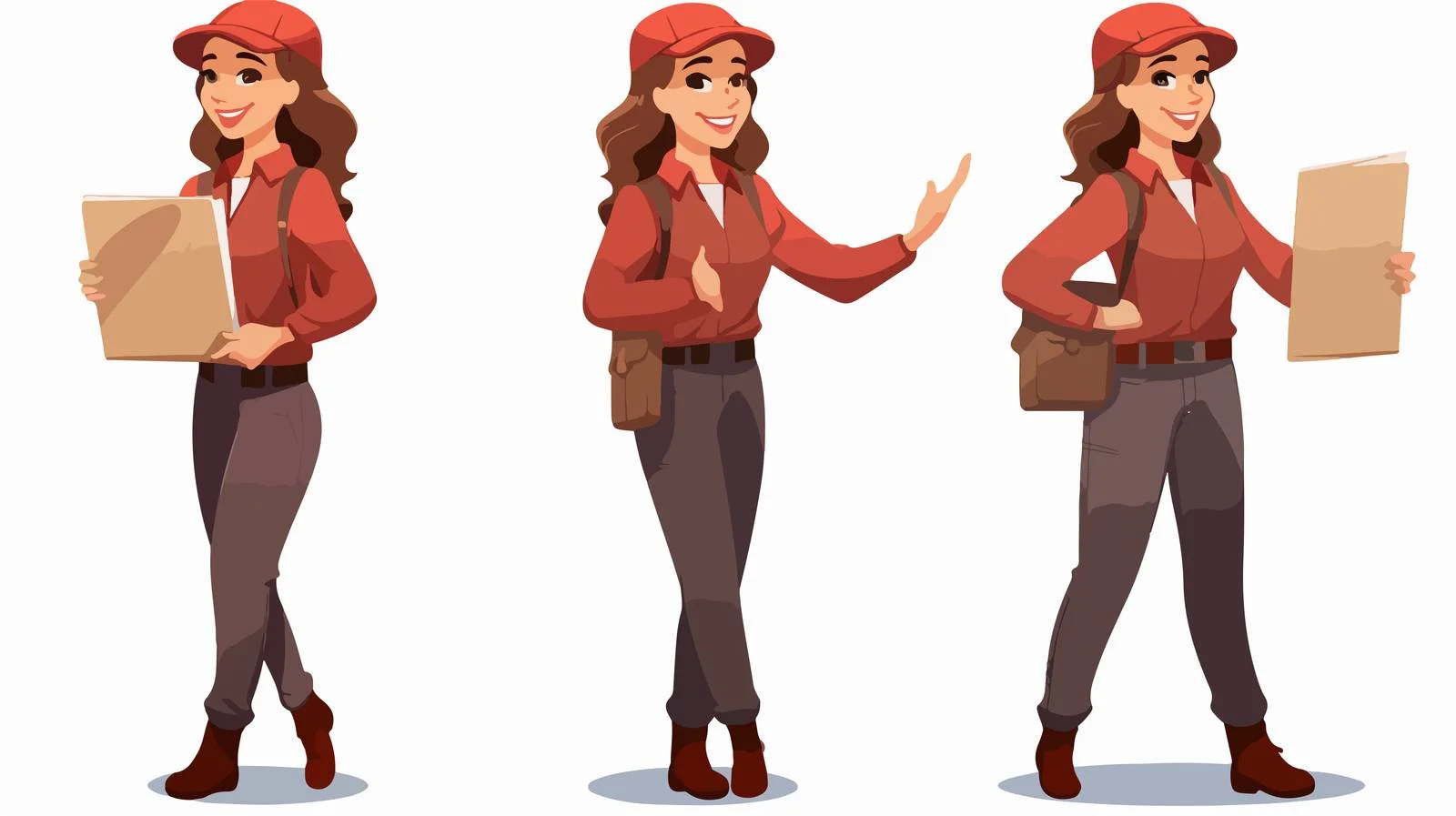 Professional Courier Woman with Package and Clipboard — free download from Dotvec