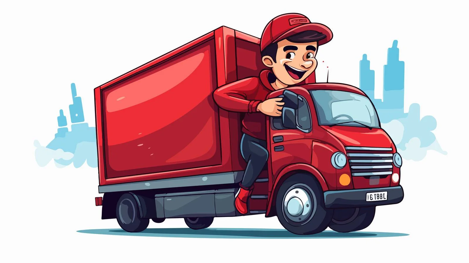 Energetic Delivery Driver in Red Truck — free download from Dotvec