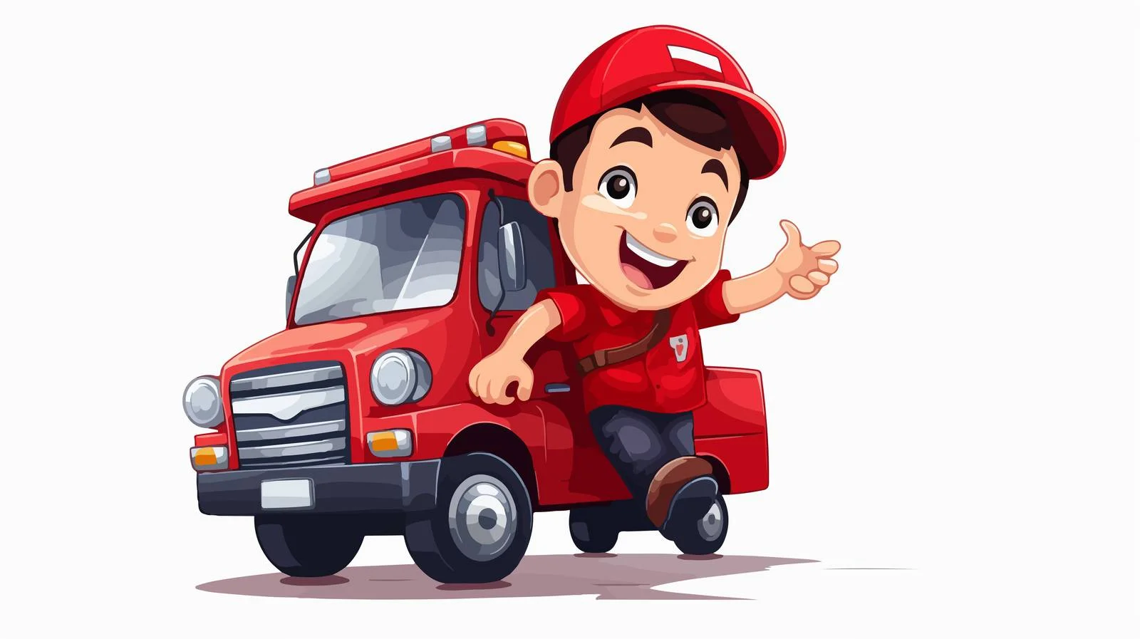 Energetic Delivery Driver Speeds Red Truck — free download from Dotvec