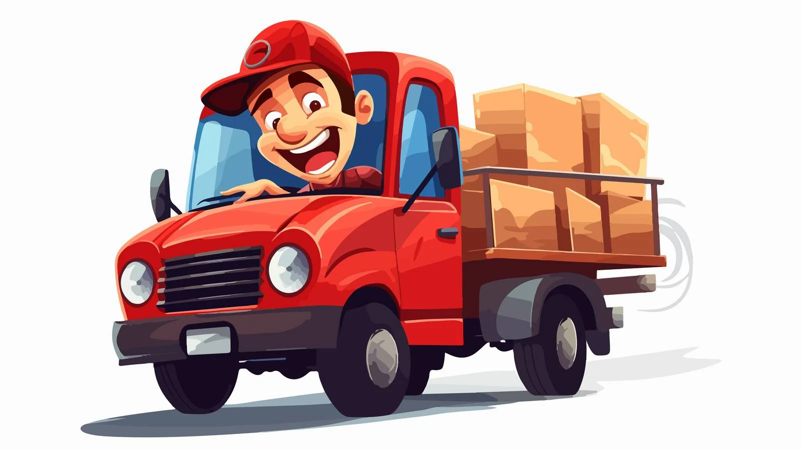 Dynamic Delivery Man Accelerates Red Truck — free download from Dotvec