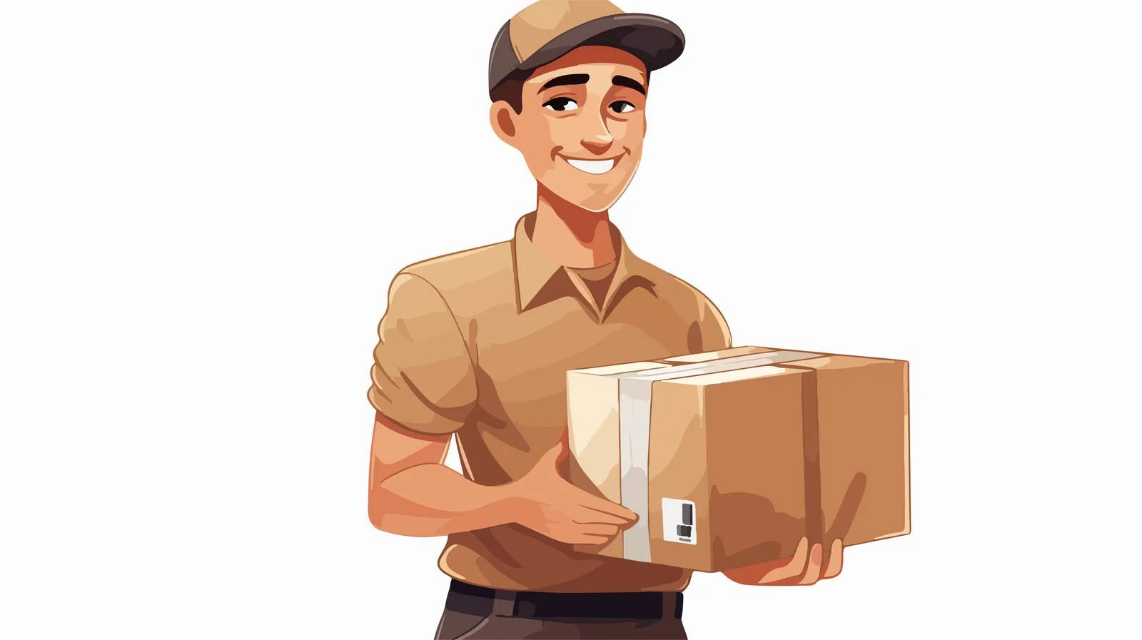 Cheerful Delivery Man with Package Cartoon — free download from Dotvec