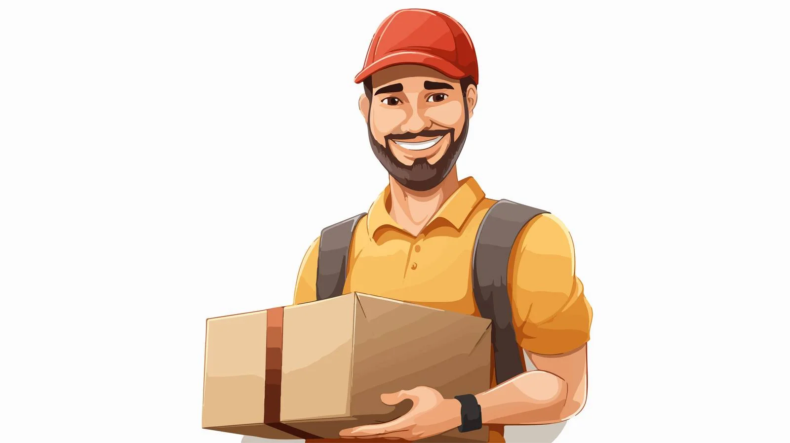 Cheerful Delivery Man with Package Cartoon — free download from Dotvec