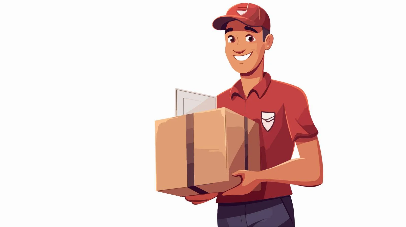 Cheerful Delivery Man with Package Cartoon — free download from Dotvec