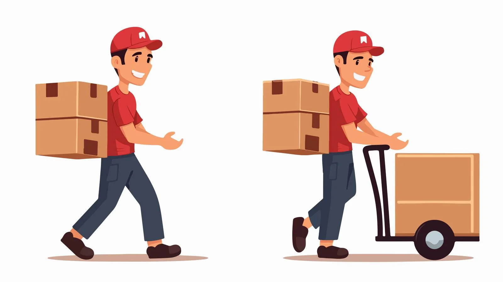 Diligent Delivery Man with Package Cart — free download from Dotvec
