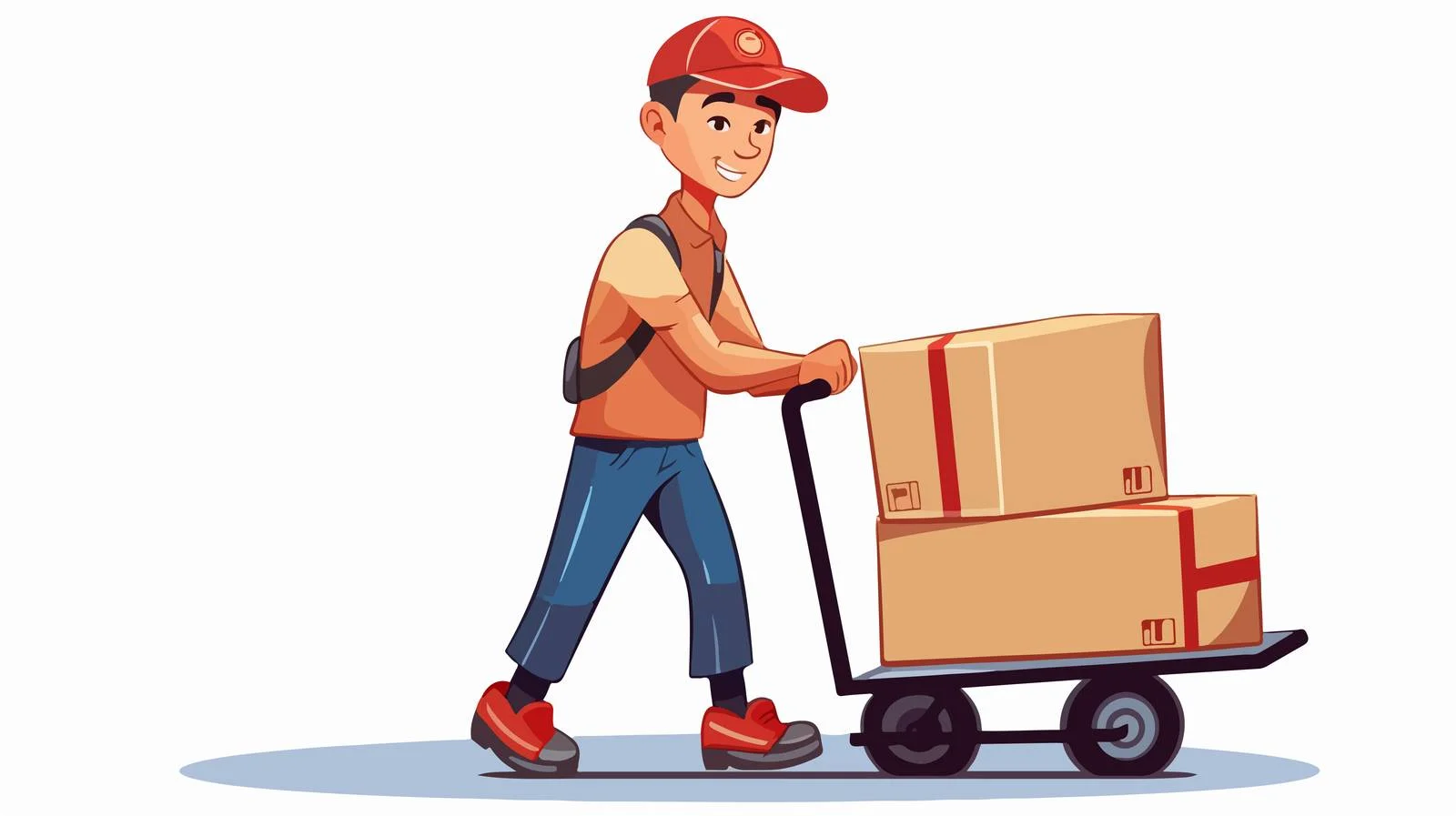 Diligent Delivery Man with Cart — free download from Dotvec