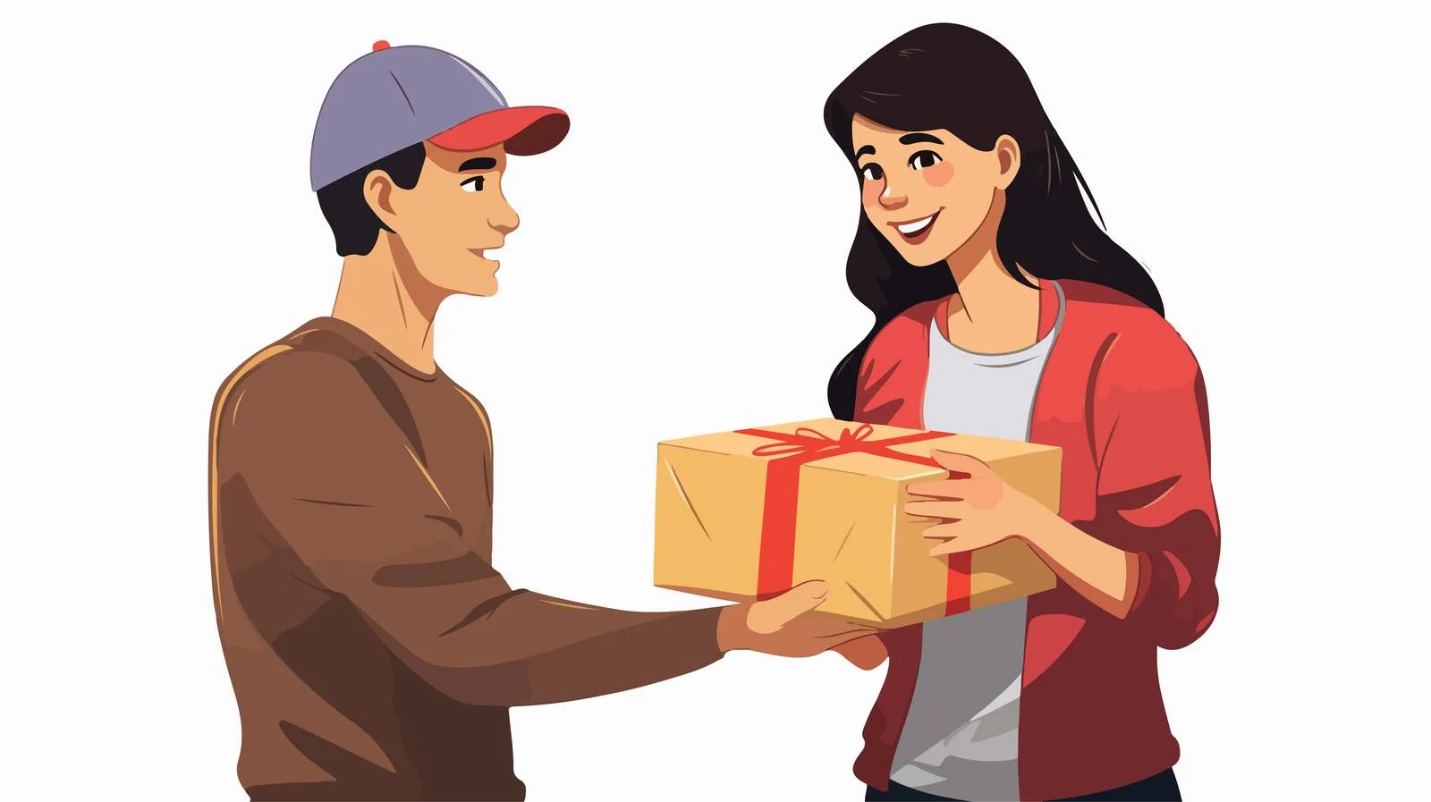 Delivery Woman Handing Package to Customer — free download from Dotvec