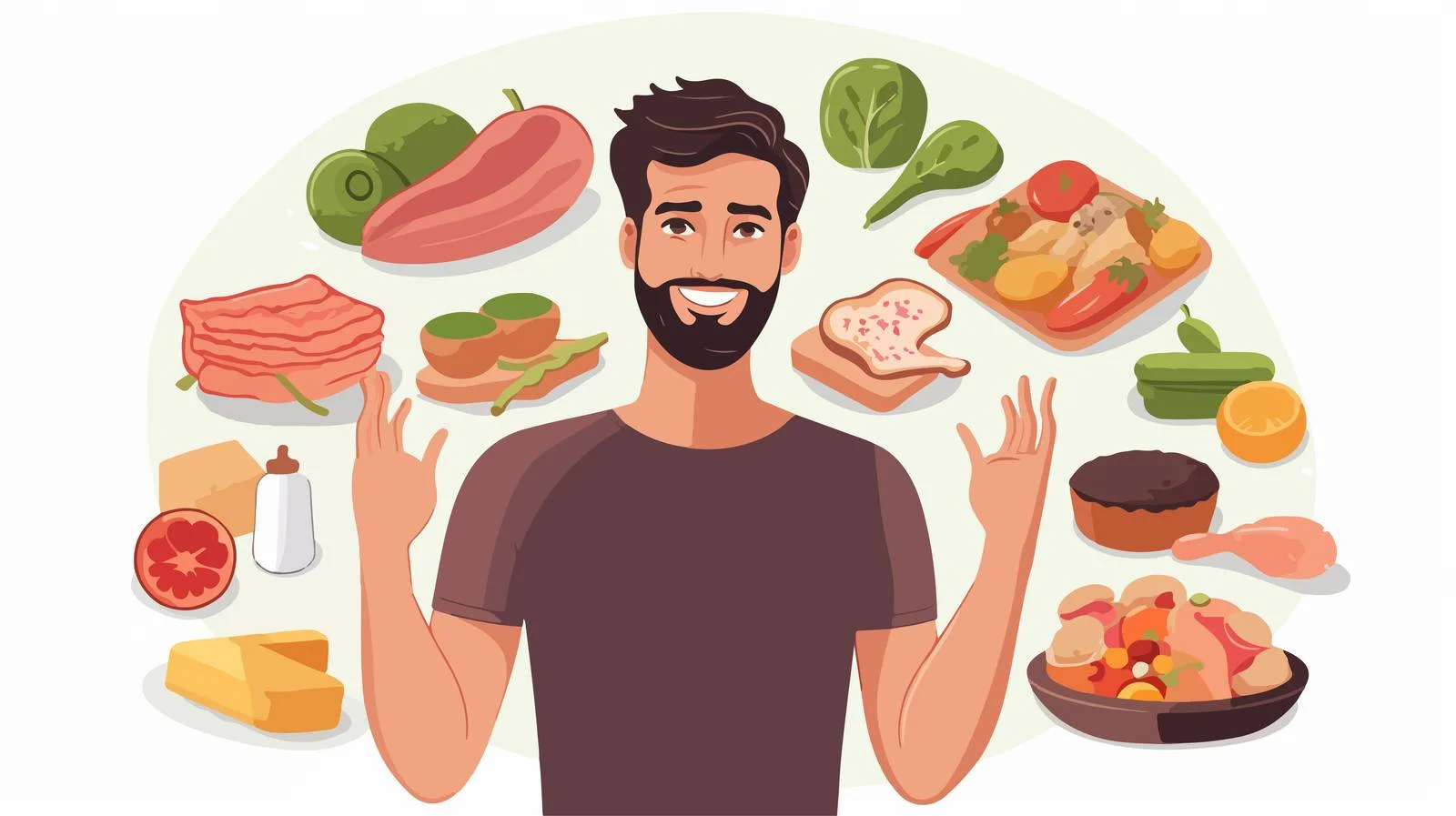 Young Man Choosing Healthy or Junk Food — free download from Dotvec