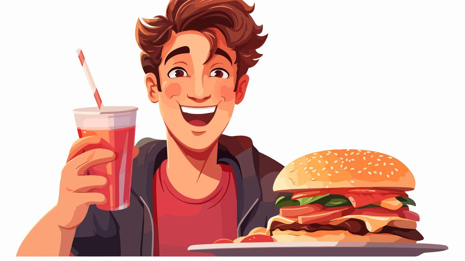 Youthful Man Eating Unhealthy Fast Food — free download from Dotvec