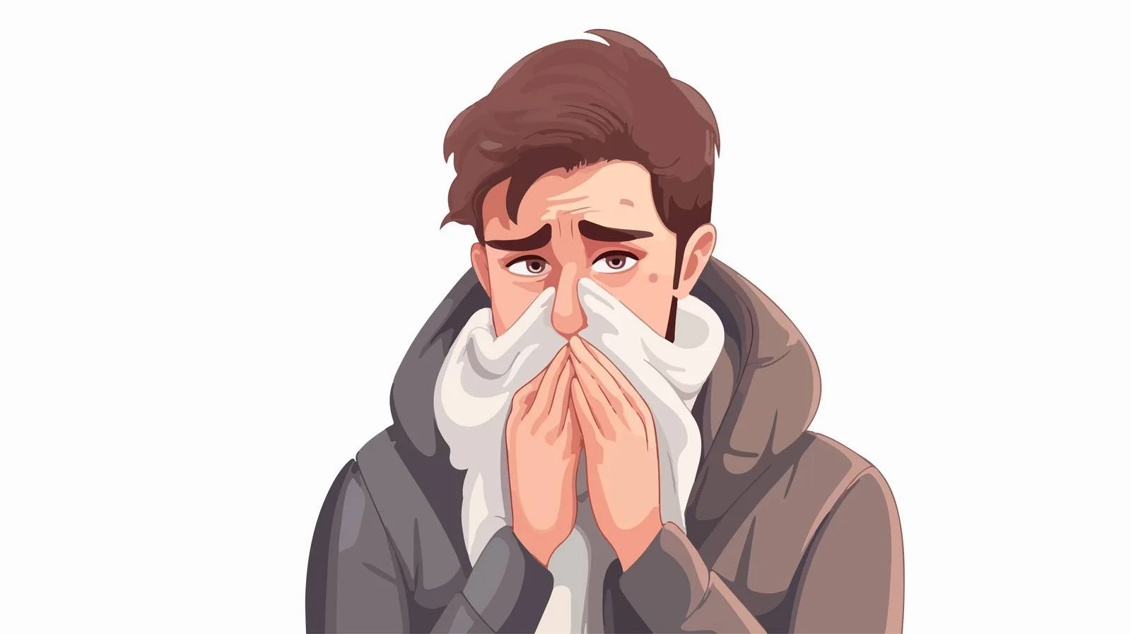 Man Experiencing Flu Symptoms Cartoon Vector — free download from Dotvec
