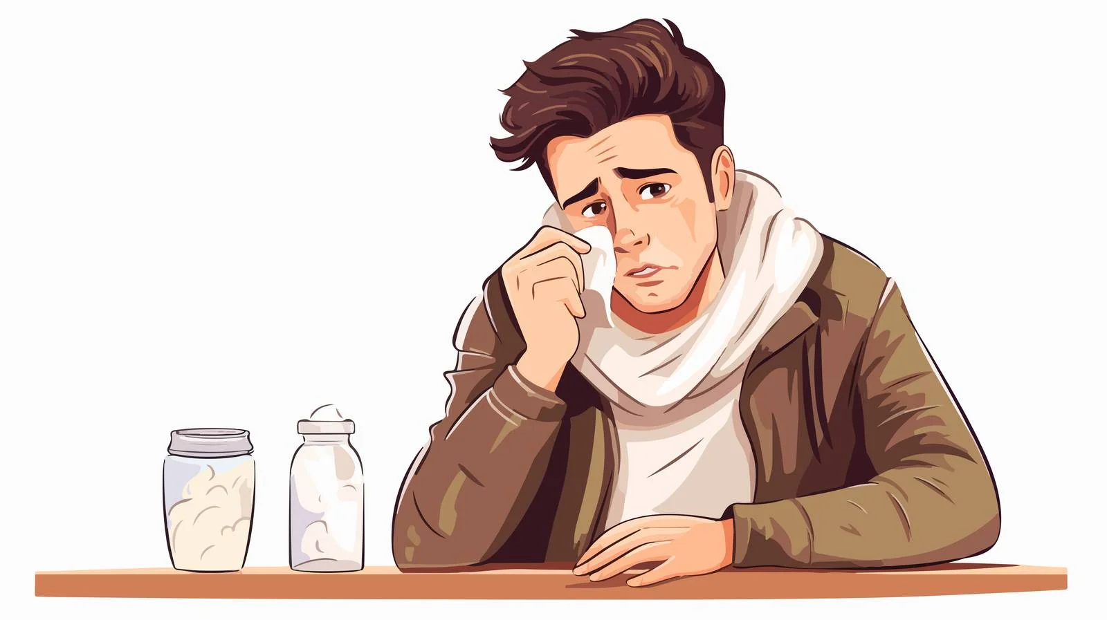 Sick Young Man Taking Medicine — free download from Dotvec