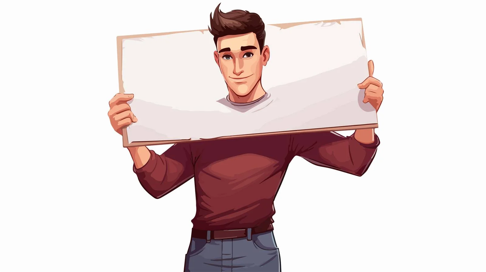 Young Man Holding 'No' Sign Cartoon — free download from Dotvec