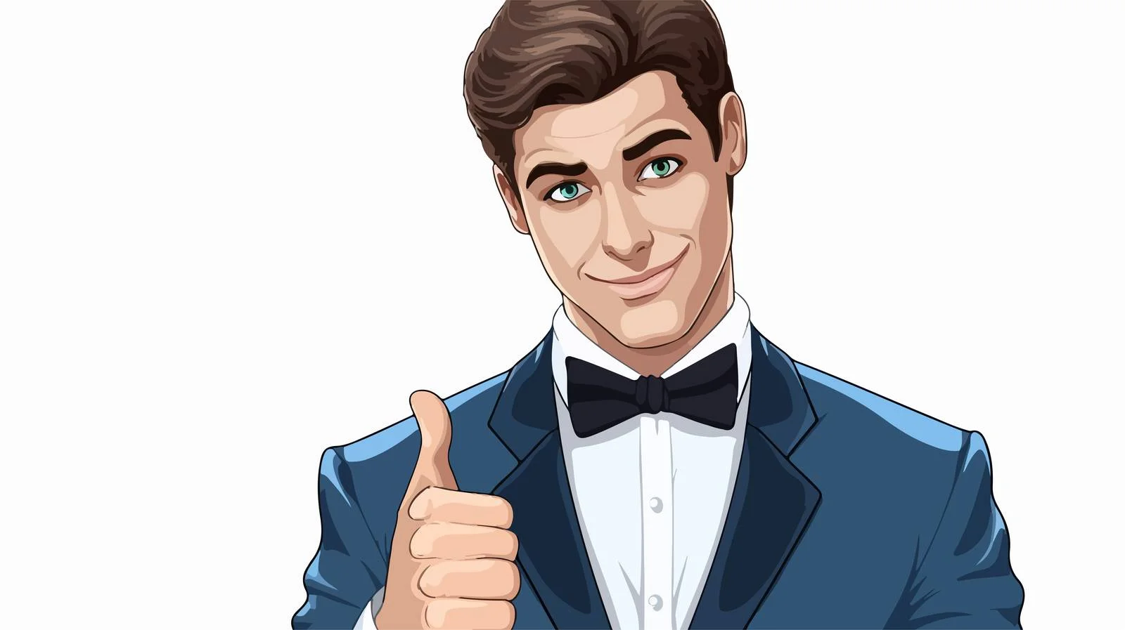 Confident Man with Yes Sign Cartoon – free confirmation image from Dotvec