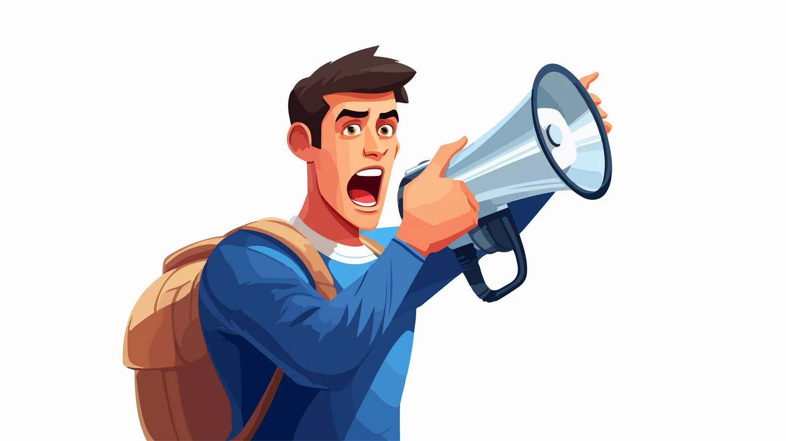 Confident Man with Megaphone Scream — free download from Dotvec