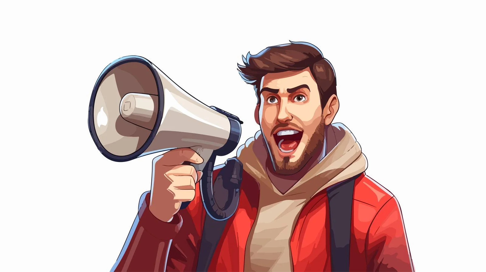 Confident Man with Megaphone Shouting — free download from Dotvec
