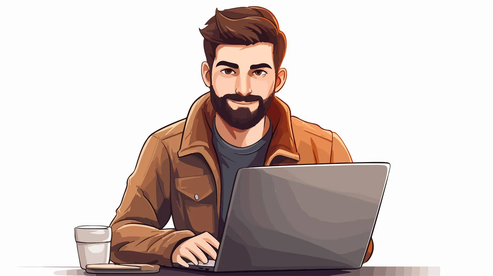 Professional Man Working on Laptop Cartoon — free download from Dotvec