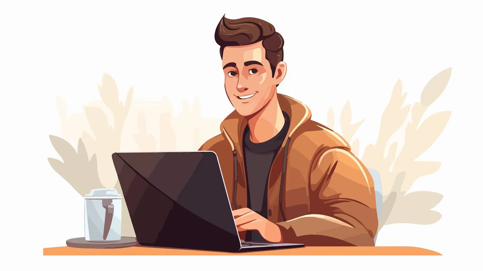 Professional Telecommuting with Cartoon Character — free download from Dotvec