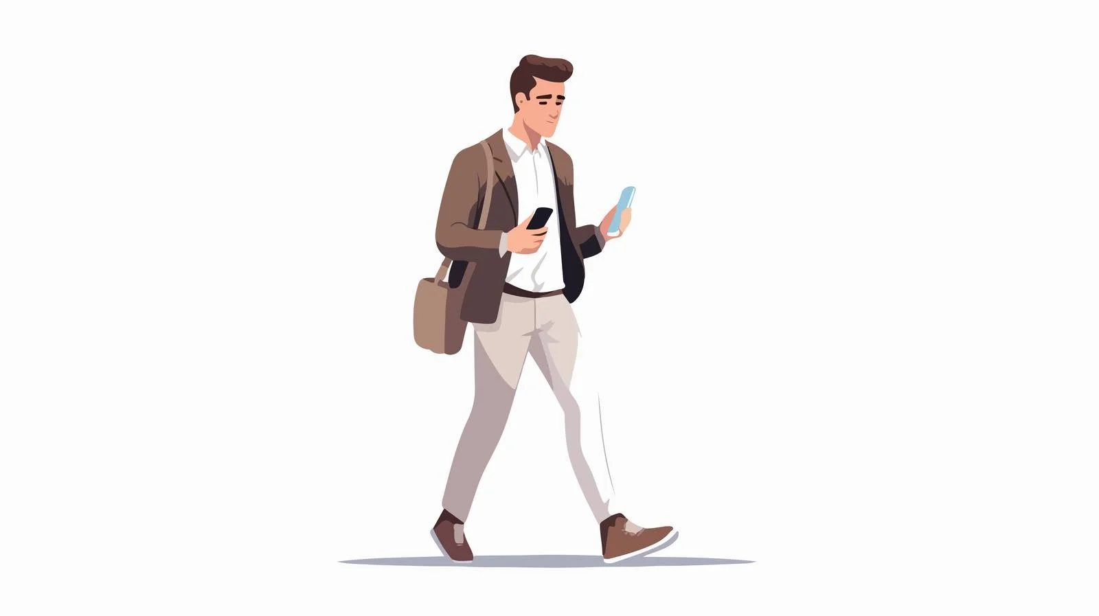 Stylish Man Walking, Using Phone Cartoon — free download from Dotvec