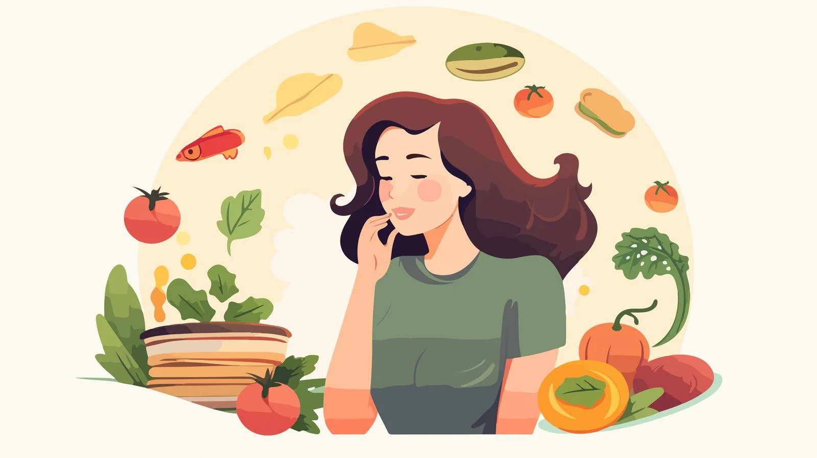 Woman Choosing Healthy vs Junk Food — free download from Dotvec