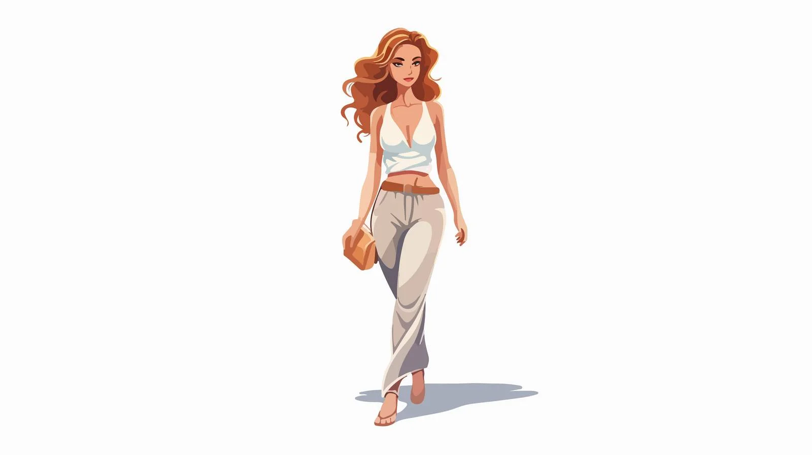 Cartoon Woman Walk Pose Vector Illustration — free download from Dotvec