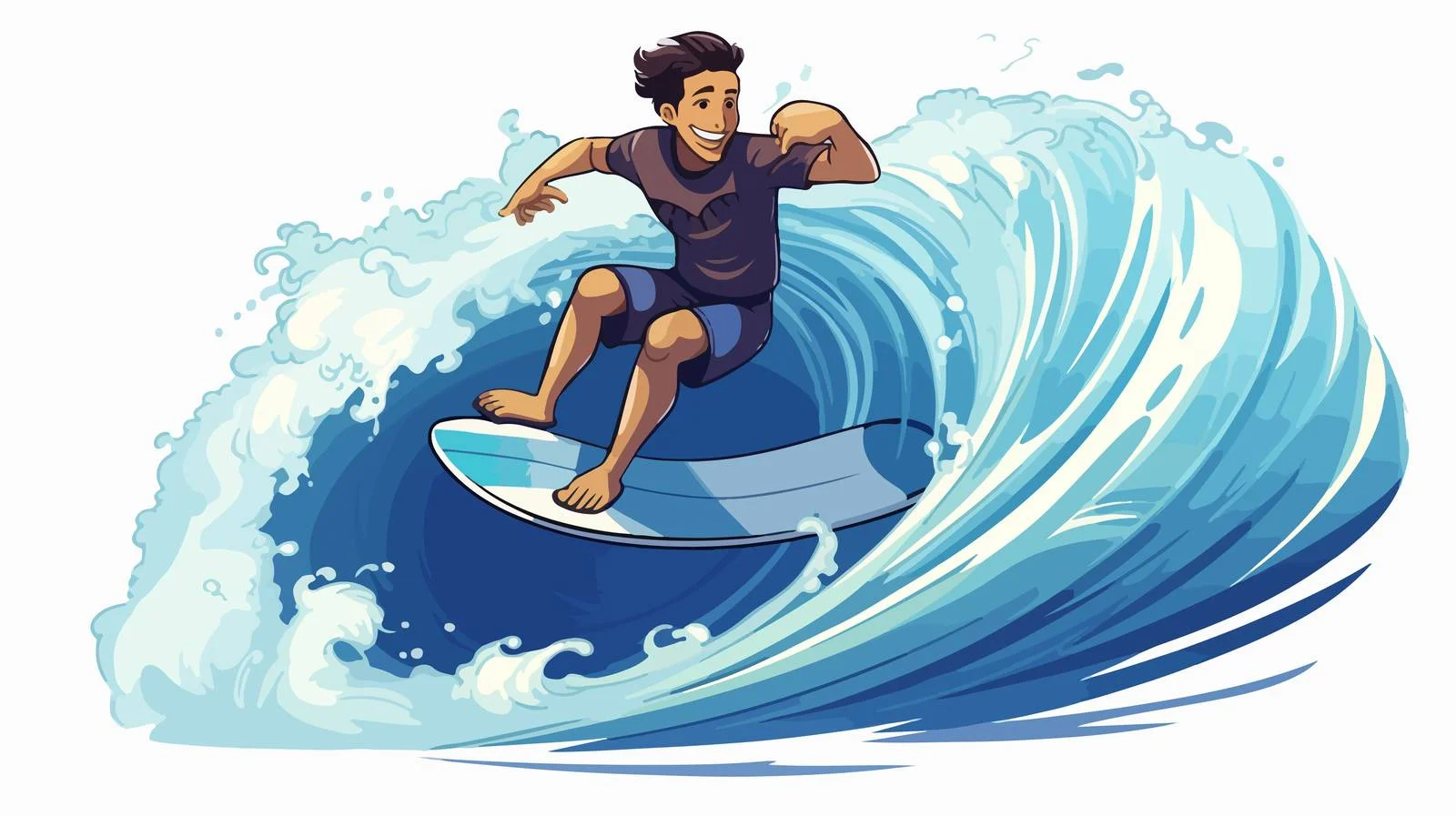 Youth Surfing Ocean Wave Cartoon Vector — free download from Dotvec