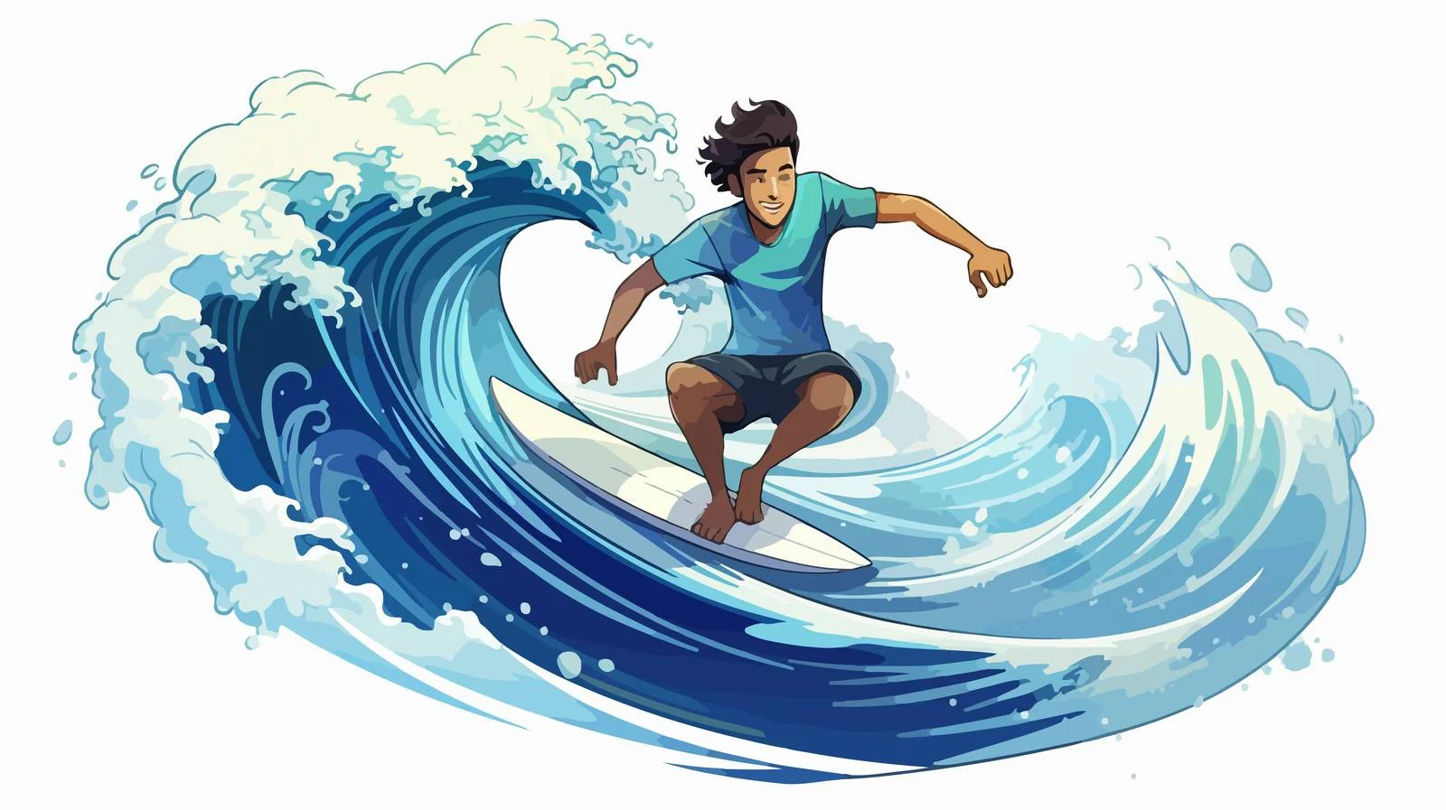 Surfing Cartoon Vector Illustration — free download from Dotvec