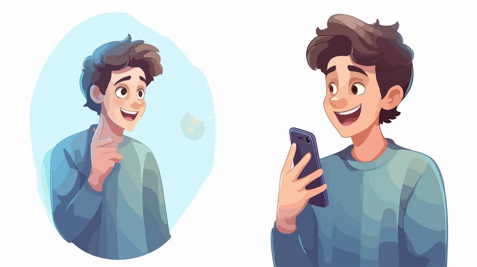 Receiving Social Media Notification Cartoon — free download from Dotvec