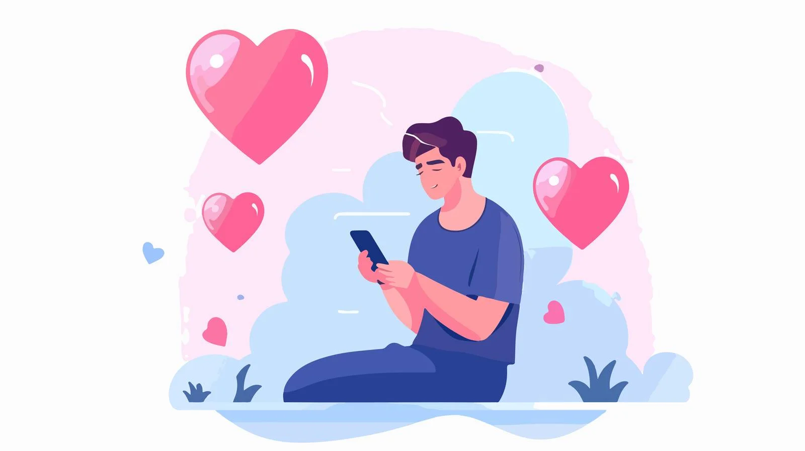 Young Man Receiving Love Notification Cartoon — free download from Dotvec