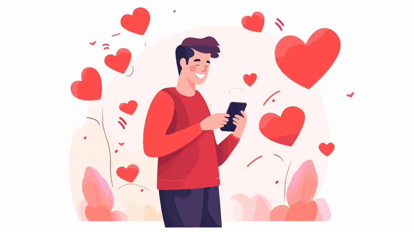 Love Notification on Phone Cartoon — free download from Dotvec